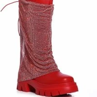 AZALEA WANG BLOOMFIELD EMBELLISHED BOOT IN RED -Sewing Down South shop azalea wang bloomfield embellished boot in red red 3 3