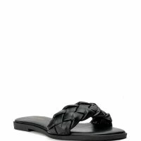 AZALEA WANG LETS GET BRUNCH BRAIDED FLAT SANDAL IN BLACK -Sewing Down South shop azalea wang bodega braided flat sandal in black black 3 3