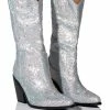 AZALEA WANG BOOSTS SILVER EMBELLISHED WESTERN BOOT