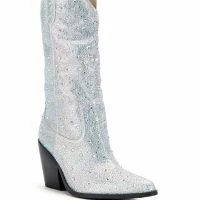 AZALEA WANG BOOSTS SILVER EMBELLISHED WESTERN BOOT -Sewing Down South shop azalea wang boosts silver embellished western boot white 5 5