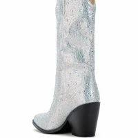 AZALEA WANG BOOSTS SILVER EMBELLISHED WESTERN BOOT -Sewing Down South shop azalea wang boosts silver embellished western boot white 6 6