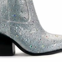 AZALEA WANG BOOSTS SILVER EMBELLISHED WESTERN BOOT -Sewing Down South shop azalea wang boosts silver embellished western boot white 7 7