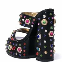 AZALEA WANG BREEZE EMBELLISHED CHUNKY SANDAL IN BLACK 8 AZALEA WANG BREEZE EMBELLISHED CHUNKY SANDAL IN BLACK -Sewing Down South shop azalea wang breeze embellished chunky sandal in black black 4 4