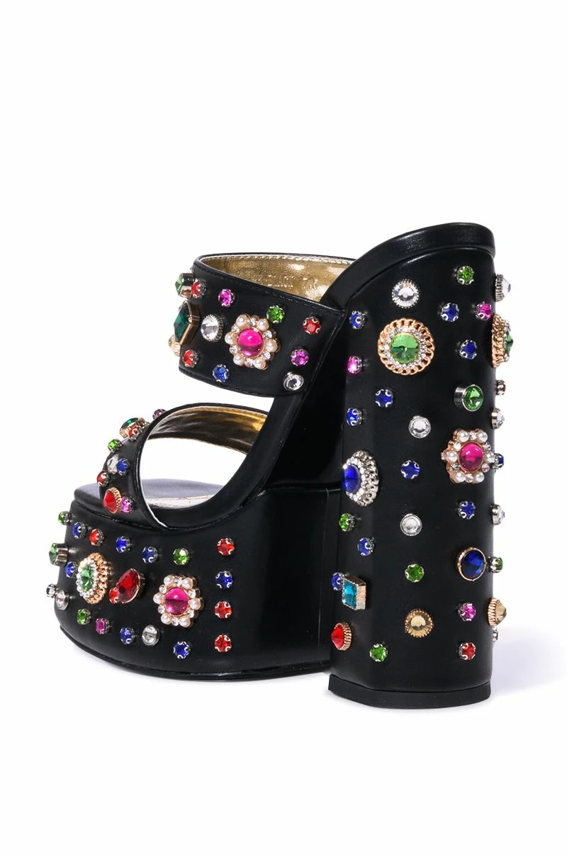 AZALEA WANG BREEZE EMBELLISHED CHUNKY SANDAL IN BLACK 4 AZALEA WANG BREEZE EMBELLISHED CHUNKY SANDAL IN BLACK - Image 4