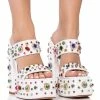 AZALEA WANG BREEZE EMBELLISHED CHUNKY SANDAL IN WHITE