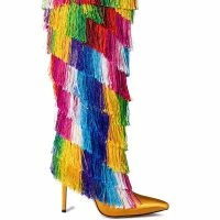 AZALEA WANG BRING THE PARTY KNEE HIGH BOOT WITH RAINBOW FRINGE -Sewing Down South shop azalea wang bring the party knee high boot with rainbow fringe multi 2 2 c1