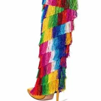 AZALEA WANG BRING THE PARTY KNEE HIGH BOOT WITH RAINBOW FRINGE -Sewing Down South shop azalea wang bring the party knee high boot with rainbow fringe multi 4 4