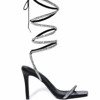 AZALEA WANG BROMLEY STRAPPY SANDAL IN BLACK -Sewing Down South shop azalea wang bromley strappy sandal in black black 2 2 c1