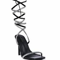 AZALEA WANG BROMLEY STRAPPY SANDAL IN BLACK -Sewing Down South shop azalea wang bromley strappy sandal in black black 3 3 c1