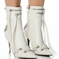 AZALEA WANG BROOKLYN PU BOOTIE IN WHITE -Sewing Down South shop azalea wang brooklyn pu bootie in white white 1 1