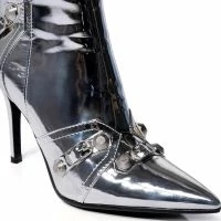 AZALEA WANG BROOKLYN STILETTO BOOTIE IN SILVER -Sewing Down South shop azalea wang brooklyn stiletto bootie in silver silver 5 5