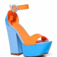 AZALEA WANG BUTTERSCOTCH COLOR BLOCKED SANDAL IN BLUE -Sewing Down South shop azalea wang butterscotch color blocked sandal in blue blue 3 3