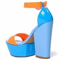 AZALEA WANG BUTTERSCOTCH COLOR BLOCKED SANDAL IN BLUE -Sewing Down South shop azalea wang butterscotch color blocked sandal in blue blue 4 4