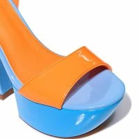 AZALEA WANG BUTTERSCOTCH COLOR BLOCKED SANDAL IN BLUE -Sewing Down South shop azalea wang butterscotch color blocked sandal in blue blue 5 5
