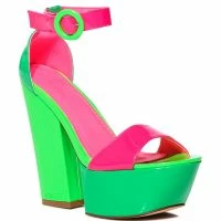 AZALEA WANG BUTTERSCOTCH COLOR BLOCKED SANDAL IN GREEN -Sewing Down South shop azalea wang butterscotch color blocked sandal in green green 3 3