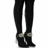 AZALEA WANG CAESAR KNEE HIGH RHINESTONE FRINGE BOOT IN BLACK