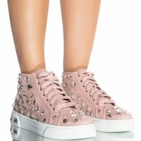 AZALEA WANG ON MY WAY FLAT RHINESTONE SNEAKER IN BLUSH -Sewing Down South shop azalea wang calianna flat rhinestone sneaker in blush blush 1 1