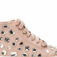 AZALEA WANG ON MY WAY FLAT RHINESTONE SNEAKER IN BLUSH -Sewing Down South shop azalea wang calianna flat rhinestone sneaker in blush blush 5 5