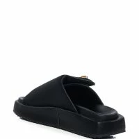 AZALEA WANG CALICO FLAT SLIP ON SANDAL IN BLACK -Sewing Down South shop azalea wang calico flat slip on sandal in black black 4 4