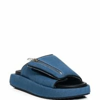 AZALEA WANG CALICO SLIP ON SANDAL IN BLUE DENIM -Sewing Down South shop azalea wang calico slip on sandal in blue denim denim 3 3