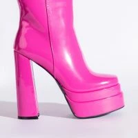 AZALEA WANG CANDY PAINT CHUNKY PLATFORM BOOTIE IN FUCHSIA -Sewing Down South shop azalea wang candy paint chunky platform bootie in fuchsia fuchsia 3 3