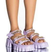 AZALEA WANG CANT HOLD BACK FLATFORM SANDAL IN PURPLE -Sewing Down South shop azalea wang cant hold back flatform sandal in purple purple 1 1 c1