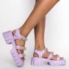 AZALEA WANG CANT HOLD BACK FLATFORM SANDAL IN PURPLE