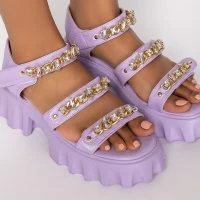 AZALEA WANG CANT HOLD BACK FLATFORM SANDAL IN PURPLE -Sewing Down South shop azalea wang cant hold back flatform sandal in purple purple 5 5