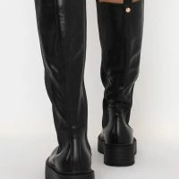 AZALEA WANG CAN'T RAIN ON ME FLATFORM BOOT IN BLACK -Sewing Down South shop azalea wang cant rain on me flatform boot in black black 4 4