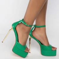 AZALEA WANG CATCH FLIGHTS NOT FEELINGS STILETTO SANDAL IN GREEN
