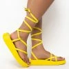 AZALEA WANG CATCHING FLIGHTS FLATFORM SANDAL IN NEON YELLOW