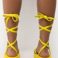 AZALEA WANG CATCHING FLIGHTS FLATFORM SANDAL IN NEON YELLOW -Sewing Down South shop azalea wang catching flights flatform sandal in neon yellow neon yellow 4 4