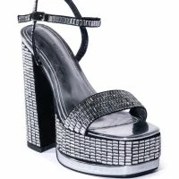 AZALEA WANG CATRIONA CHUNKY EMBELLISHED SANDAL IN SILVER -Sewing Down South shop azalea wang catriona chunky embellished sandal in silver silver 3 3