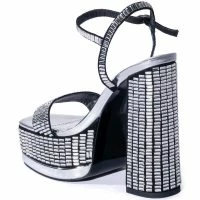 AZALEA WANG CATRIONA CHUNKY EMBELLISHED SANDAL IN SILVER -Sewing Down South shop azalea wang catriona chunky embellished sandal in silver silver 4 4