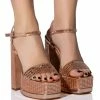 AZALEA WANG CATRIONA EMBELLISHED CHUNKY SANDAL IN CHAMPAGNE