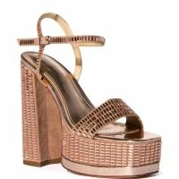 AZALEA WANG CATRIONA EMBELLISHED CHUNKY SANDAL IN CHAMPAGNE -Sewing Down South shop azalea wang catriona embellished chunky sandal in champagne champagne 3 3