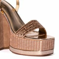 AZALEA WANG CATRIONA EMBELLISHED CHUNKY SANDAL IN CHAMPAGNE -Sewing Down South shop azalea wang catriona embellished chunky sandal in champagne champagne 5 5