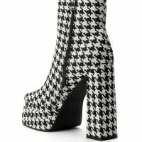 AZALEA WANG CAYENNE HOUNDSTOOTH CHUNKY BOOTIE IN BLACK WHITE -Sewing Down South shop azalea wang cayenne houndstooth chunky bootie in black white black white 4 4 c1