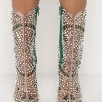 AZALEA WANG CENTER OF ATTENTION WESTERN STILETTO BOOTIE IN GREEN -Sewing Down South shop azalea wang center of attention stiletto bootie in green green 3 3