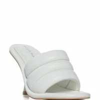 AZALEA WANG CHEY STILETTO PUFFER SANDAL IN WHITE -Sewing Down South shop azalea wang chey stiletto puffer sandal in white white 3 3