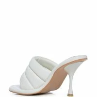 AZALEA WANG CHEY STILETTO PUFFER SANDAL IN WHITE -Sewing Down South shop azalea wang chey stiletto puffer sandal in white white 4 4
