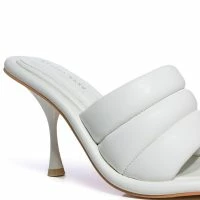 AZALEA WANG CHEY STILETTO PUFFER SANDAL IN WHITE -Sewing Down South shop azalea wang chey stiletto puffer sandal in white white 5 5