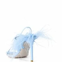 AZALEA WANG CHICK FEATHER DECOR POINTED TOE SANDAL IN BLUE -Sewing Down South shop azalea wang chick feather decor pointed toe sandal in blue blue 4 4