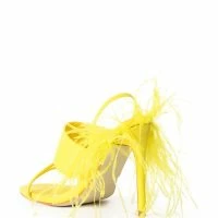 AZALEA WANG CHICK FEATHER DECOR POINTED TOE SANDAL IN YELLOW -Sewing Down South shop azalea wang chick feather decor pointed toe sandal in yellow yellow 4 4