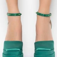 AZALEA WANG CITY ON FIRE CHUNKY PUMP IN GREEN -Sewing Down South shop azalea wang city on fire chunky pump in green green 3 3