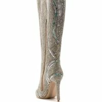 AZALEA WANG CLASSY RHINESTONE ENCRUSTED STILETTO BOOT IN SILVER -Sewing Down South shop azalea wang classy rhinestone encrusted stiletto boot in silver silver 4 4