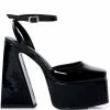 AZALEA WANG CLEMENTINE CHUNKY PUMP IN BLACK PATENT