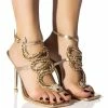 AZALEA WANG COBRA RHINESTONE STILETTO HEEL IN GOLD
