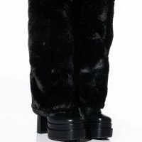 AZALEA WANG COCO FUR FOLD OVER BOOT IN BLACK
