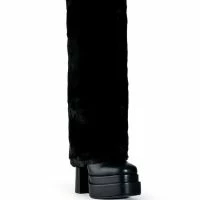 AZALEA WANG COCO FUR FOLD OVER BOOT IN BLACK -Sewing Down South shop azalea wang coco fur fold over boot in black black 3 3